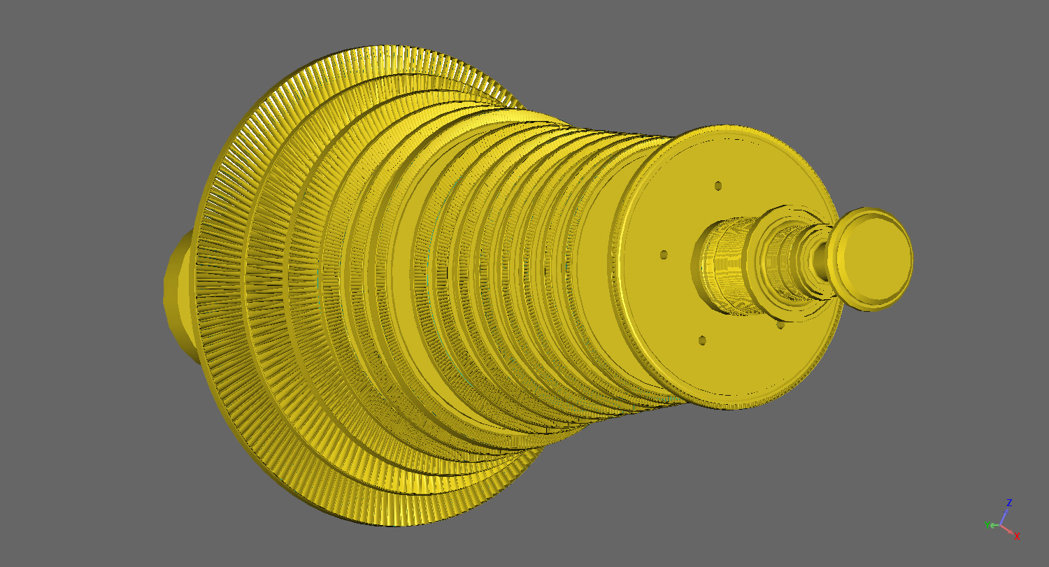 solid model of a scanned turbine rotor assembly